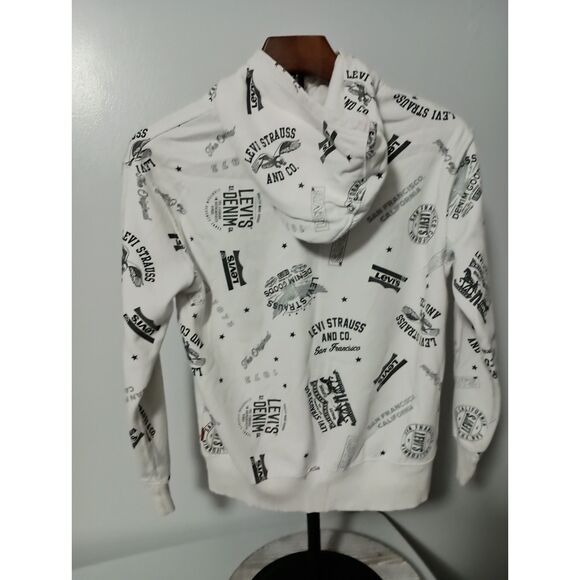 LEVI'S San Francisco CA: White Hoodie with Red Logo / Pouch Pocket-Unisex Kids M - Picture 2 of 6